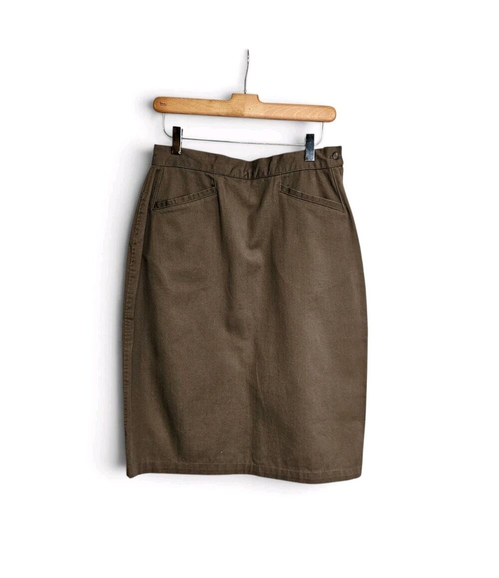 Vintage Ruff Hewn Triple Legacy Brown Khaki Chino Pencil Skirt Size 12 NOS NWT